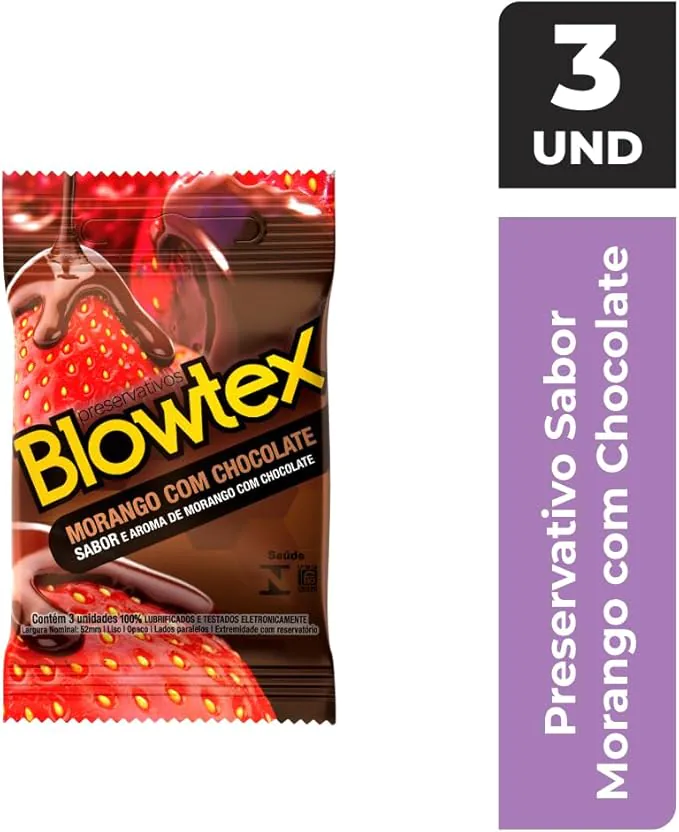 Preservativo Blowtex Morango com Chocolate com 3 unidades 1
