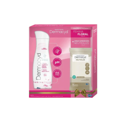 kit Dermacyd Femina Sabonete Líquido de 200ml  Lenços umedecidos com 16 unidades 1