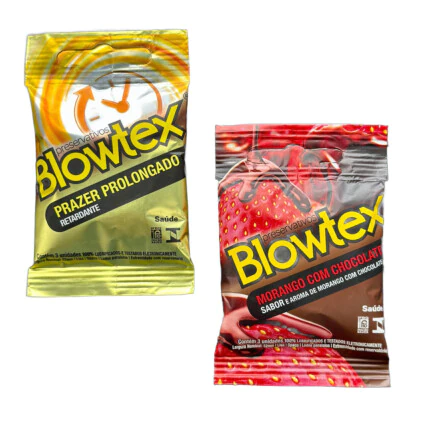 Combo Blowtex 6 unidades - Prazer prolongado e morango com chocolate 1