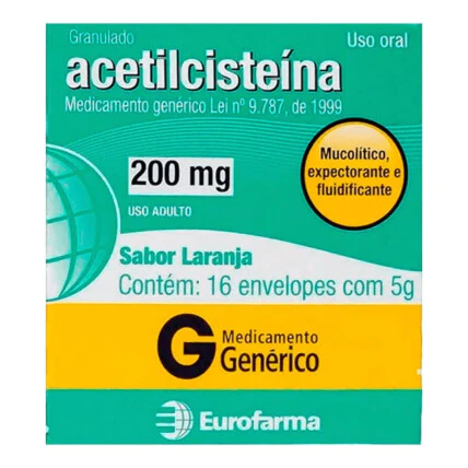 Expectorante Acetilcisteína 200mg Genérico Eurofarma 16 Sachês 1