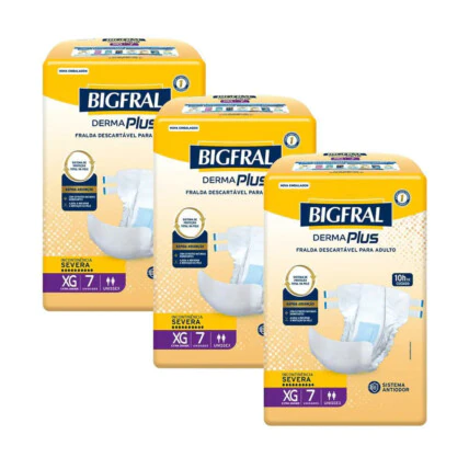 Kit 3 Fraldas Geriátrica Bigfral Derma Plus Tamanho XG - 7 Unidades 1