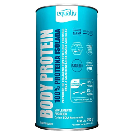 Body Protein 100% Proteina Isolada Equaliv  - Neutro (450g) 1