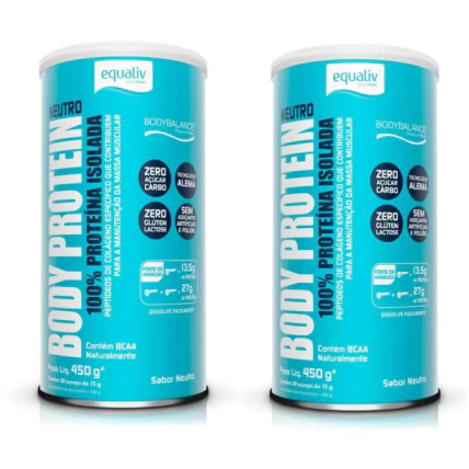 Kit 2 Body Protein 100% Proteina Isolada Equaliv  - Neutro (450g) 1