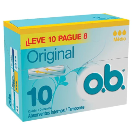Absorvente O.b. Original Médio Leve 10 Pague 8 1