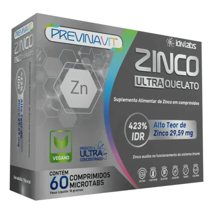 Zinco Ultra Quelato - Idnlabs - Com 60 Comprimidos Microtabs Sem Sabor 1
