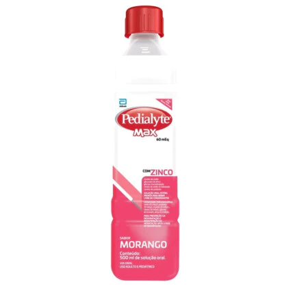 Pedialyte Max Zinco Sabor Morango Solução Oral 500ml 1
