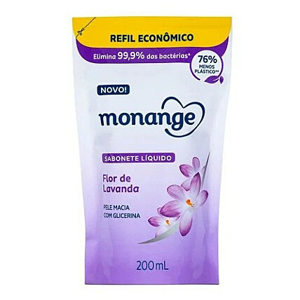 Sabonete Líquido Monange Flor de Lavanda Refil 200ml 1