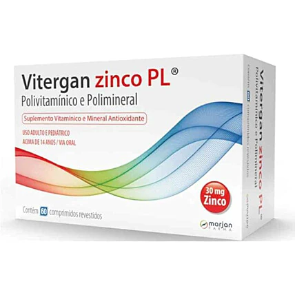 Suplemento Vitergan Zinco PL caixa com 60 comprimidos 1