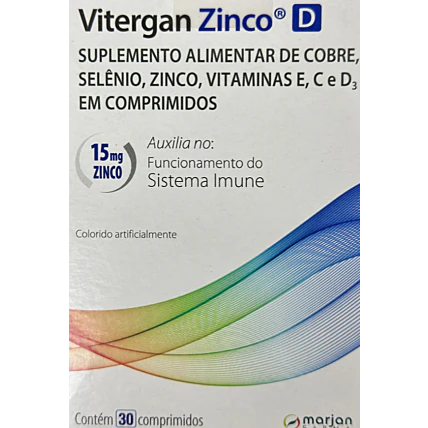 Suplemento Vitergan Zinco D com 30 comprimidos 1