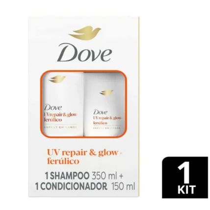 Kit Dove UV Repair & Glow + Ferúlico Shampoo 350ml + Condicionador 150ml 1