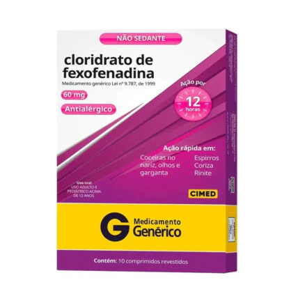 Cloridrato de Fexofenadina 60mg 10 comprimidos Cimed Genérico 1