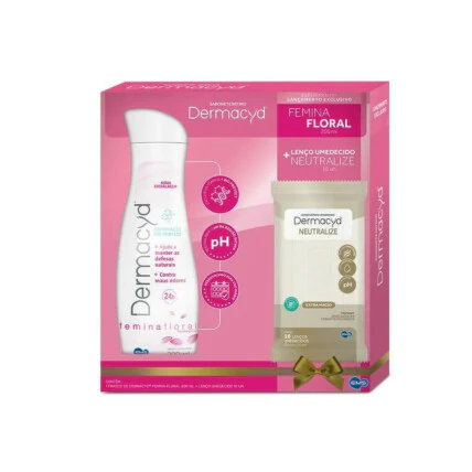 kit Dermacyd Femina Sabonete Líquido de 200ml  Lenços umedecidos com 16 unidades 1