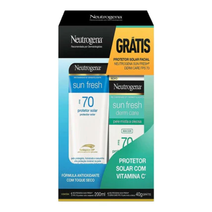 Kit Neutrogena Sun Fresh Protetor Solar Corporal FPS70 200ml + Facial FPS70 40g 1