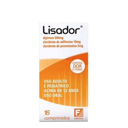 Antialérgico, Analgésico e Antitérmico Lisador 500mg + 5mg + 10mg 16 Comprimidos 1