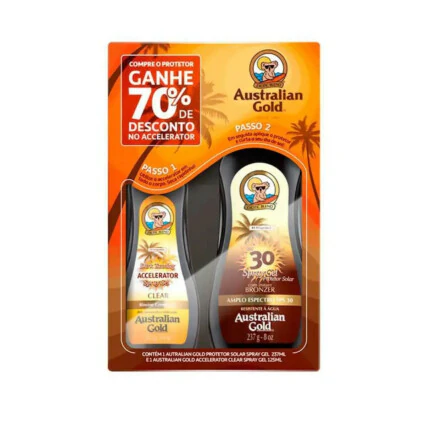 Kit Australian Gold Protetor Solar Corporal FPS 30 com 237ml + Bronzeador Dark Tanning Clear com 125ml 1